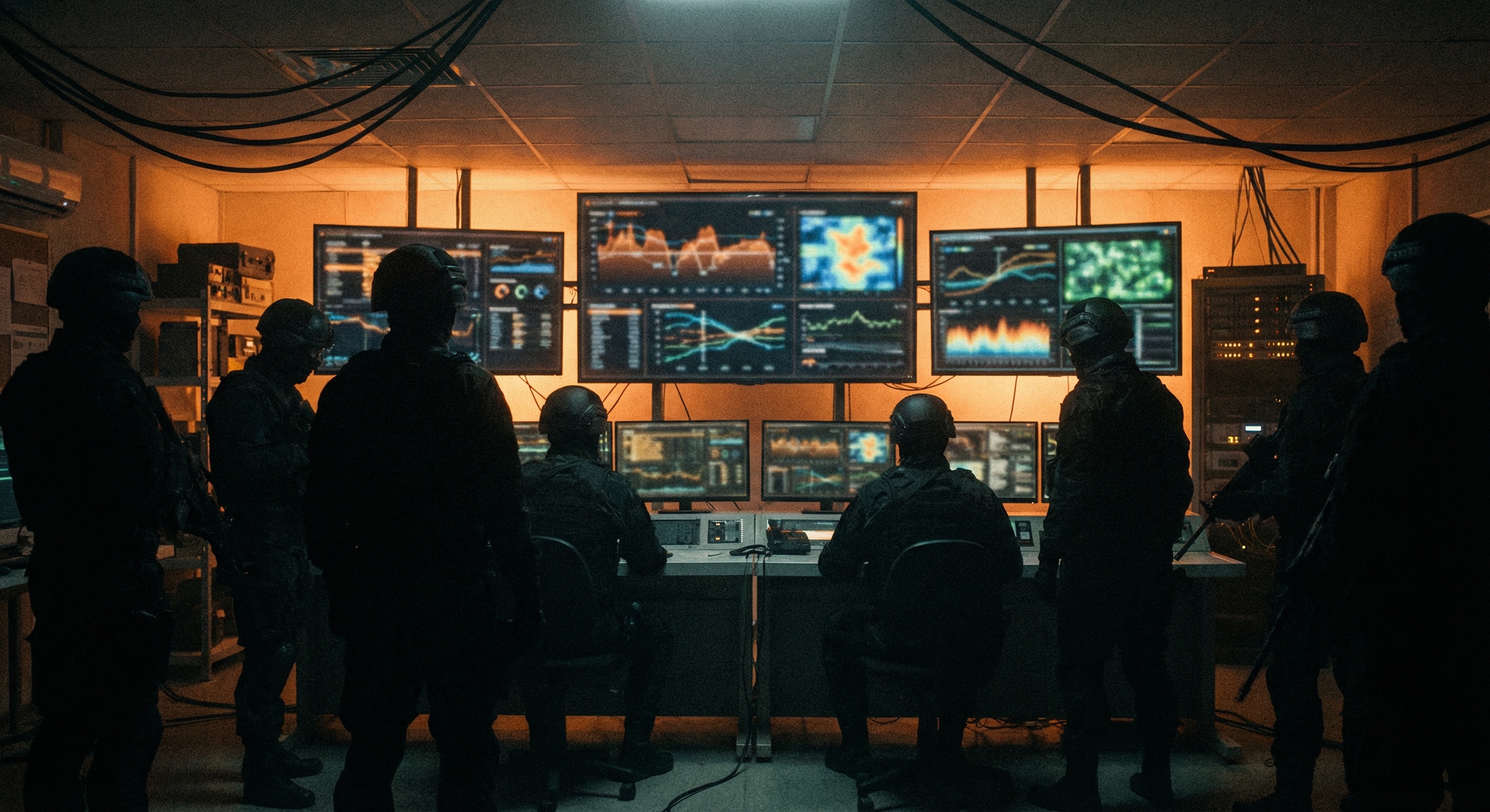 Team at operations screens